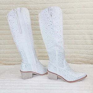 Pierre Dumas White Rhinestone Cowgirl Boots / Eras Tour - Lightly Worn / Size 8